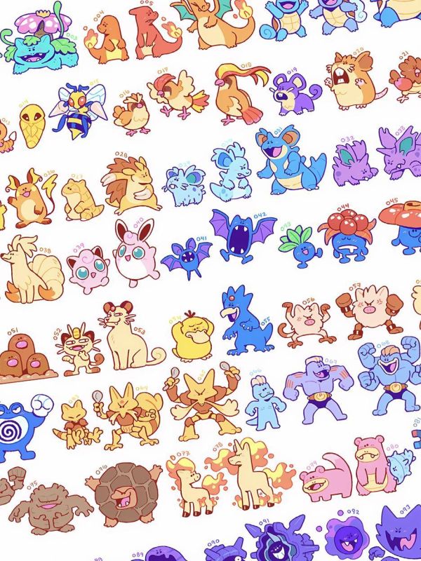 【海外代購】星空 《Q版151》寶可夢30週年噴火龍妙蛙種子小火龍耿鬼小智皮卡丘潮流藝術版畫 