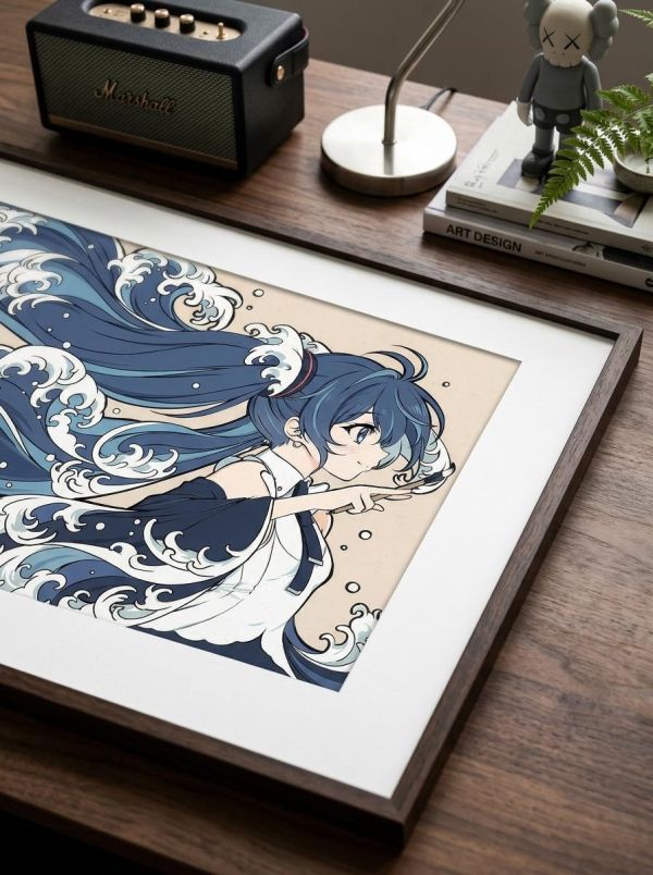 【海外代購】千鳥社 《初音×神奈川衝浪裡》 初音未來神奈川衝浪裡浮世繪葛飾北齋裝飾畫日式和風客廳臥室 