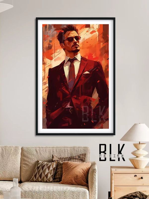 【海外代購】巴洛克 《東尼史塔克》鋼鐵人Iron Man鋼鐵人鐵甲奇俠漫威小勞勃道尼遊戲動畫裝飾畫 