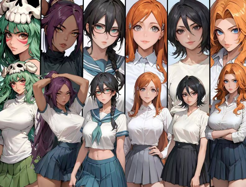 【海外代購】H2 《JK死神》井上織姬露琪亞夜一妮露松本亂菊碎蜂動漫裝飾畫 