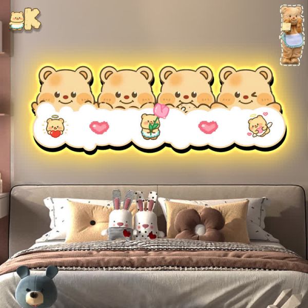 【海外代購】阿喵畫社 奶油小熊燈 床頭超長燈帶畫 