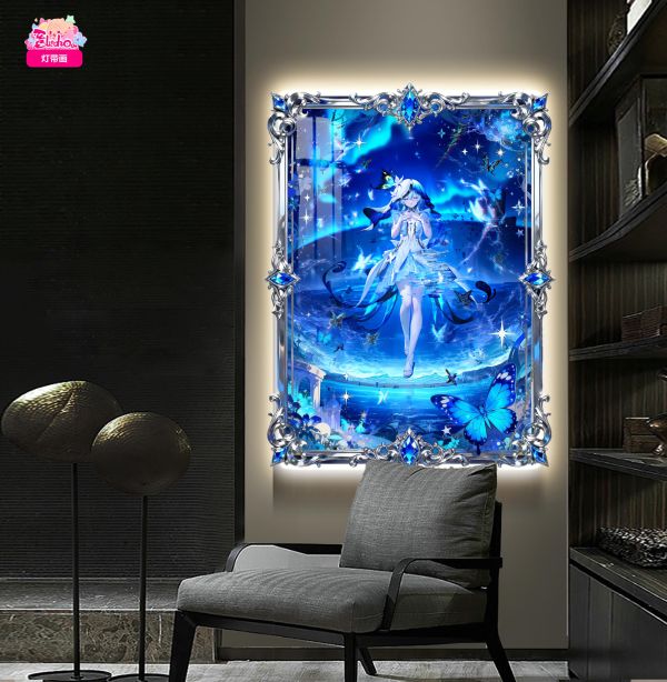 【海外代購】阿喵畫社 晚安蝴蝶 守岸人 超大常亮氛圍裝飾燈帶畫 