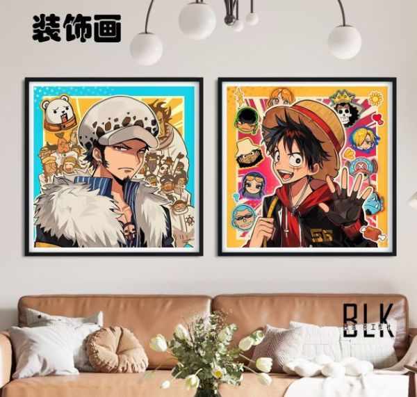 【海外代購】巴洛克 海賊王 魯夫 索隆 羅 娜美 羅賓op 動漫藝術裝飾畫/亞克力冰箱貼 
