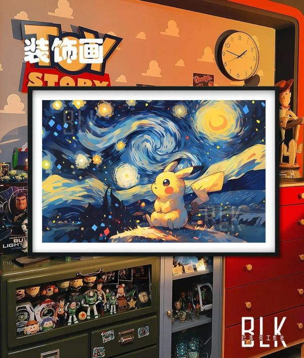 【海外代購】巴洛克 《星空皮卡丘》寵物小精靈裝飾畫冰箱貼 