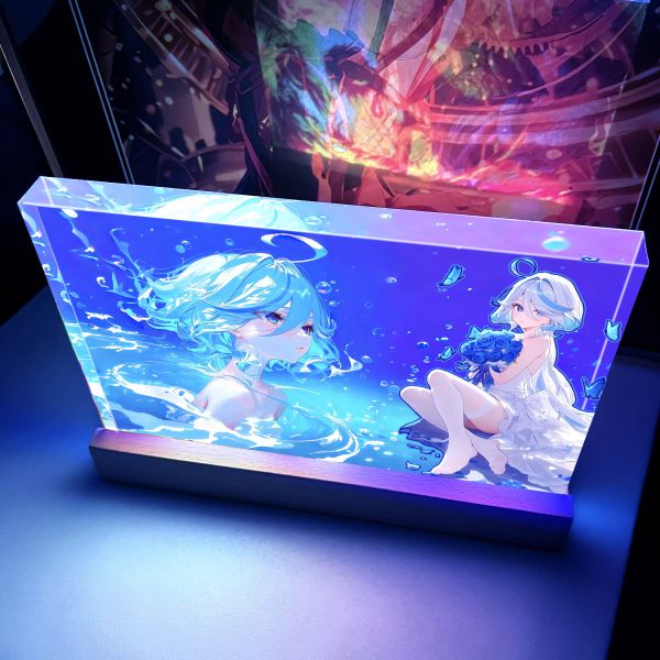 【海外代購】阿喵畫社 深海 芙寧娜發光透明卡磚 1.9cm發光手辦架展示磚 