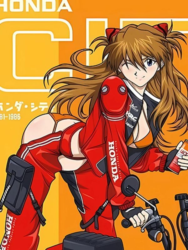 【海外代購】巴洛克《騎車明日香》Asuka新世紀福音戰士裝飾畫冰箱貼 