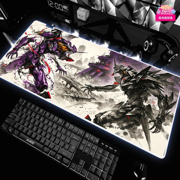 【海外代購】阿喵畫社 墨影 初號機六號機機甲狂潮 EVA超大組合高清裝飾畫 發光滑鼠墊 地墊 