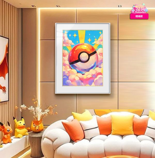 【海外代購】阿喵畫社 寶可夢 五彩精靈球 超清裝飾畫 