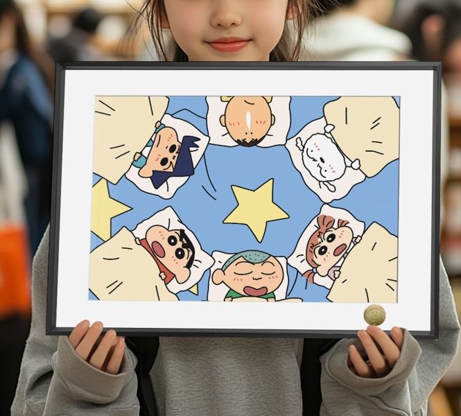 【海外代購】皇呱 《春日部六小隻》 蠟筆小新春日部六小隻小新小白風間妮妮正男阿呆週邊裝飾畫 午睡毯 地毯 