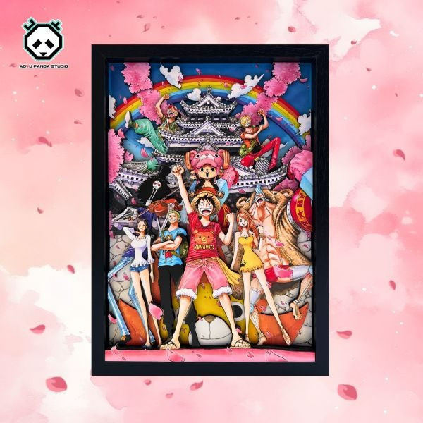 【海外代購】凹凸 panda 海賊王櫻花季動漫手作紙藝立體裝飾掛畫 