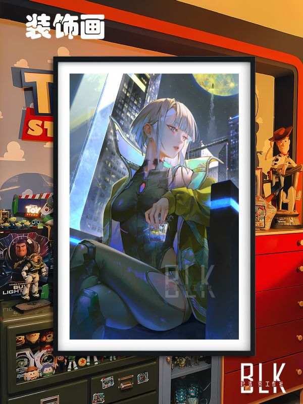 【海外代購】巴洛克 《月下露西》賽博龐克邊緣行者Lucy賽博浪客Cyberpunk動畫二次元裝飾畫