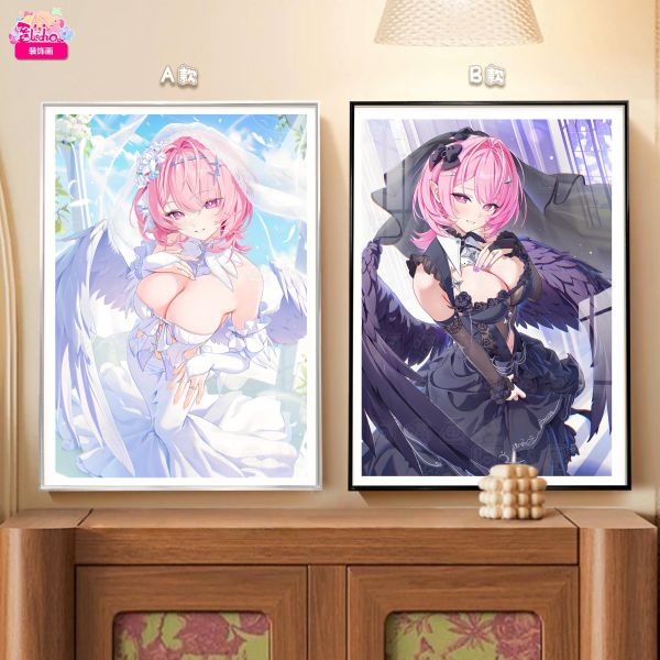【海外代購】阿喵畫社 黑白禮服花嫁 婚紗蕾米埃爾雙聯 新品12K超清主題裝飾畫 牆面掛毯  透明卡磚 冰箱貼 