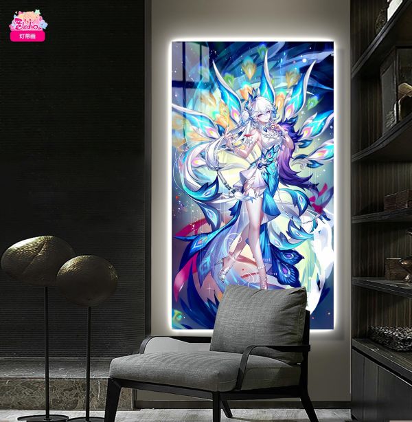 【海外代購】阿喵畫社 霓裳鐵羽 六爻皆吉 爻光 超長發光燈帶裝飾畫 地墊 