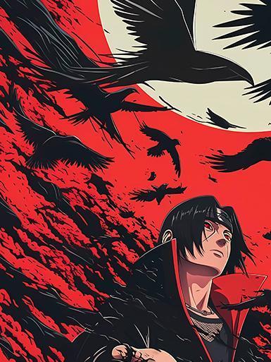 【海外代購】巴洛克 《烏鴉鼬》宇智波鼬Itachi火影忍者NARUTO寫輪眼動漫裝飾畫冰箱貼 