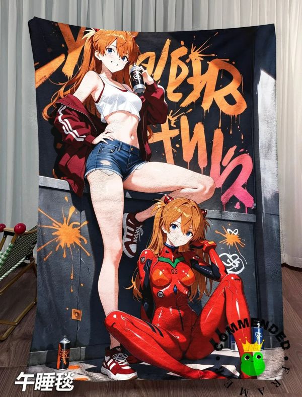 【海外代購】皇呱 《陽光少女明日香》新世紀eva戰士裝飾畫 午睡毯 地毯 