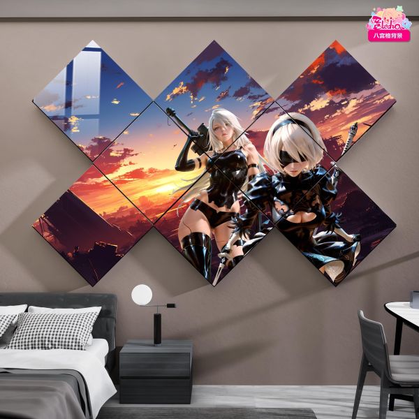 【海外代購】阿喵畫社 尤爾哈的黃昏 尼爾機械紀元2BA2八宮格 超清八宮格卡磚背景牆 滑鼠墊 床頭地墊 