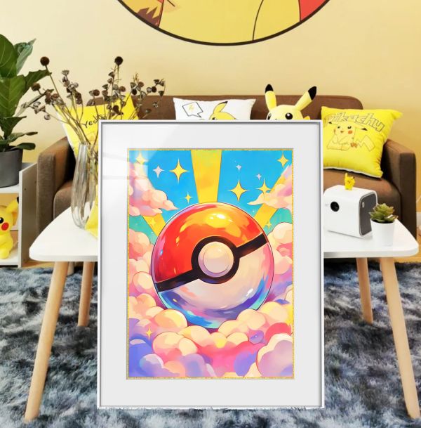 【海外代購】阿喵畫社 寶可夢 五彩精靈球 超清裝飾畫 
