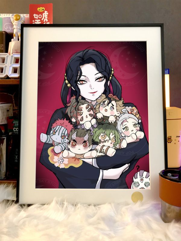 【海外代購】星空 《上弦布娃娃》無慘猗窩座黑死牟童磨鬼滅之刃無限城篇Akaza炎柱狛治戀雪裝飾畫 