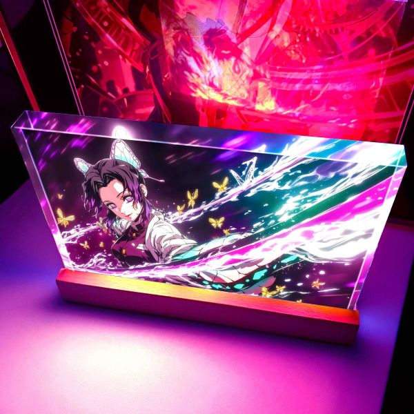 【海外代購】阿喵畫社 蟲之呼吸 蝴蝶忍 23cm大號特效發光手辦架展示磚 