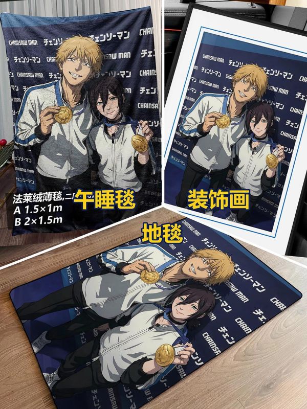 【海外代購】千鳥社 《冠軍 電次與蕾塞》 電次蕾塞鏈鋸人花式滑冰冠軍午睡毯地毯裝飾畫 