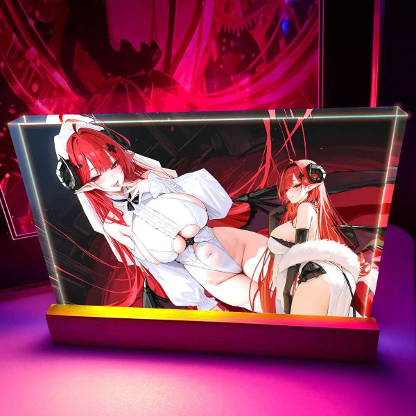【海外代購】阿喵畫社 婚紗 白絲興登堡 23cm大特效發光手辦架展示磚 床頭地墊  冰箱貼 