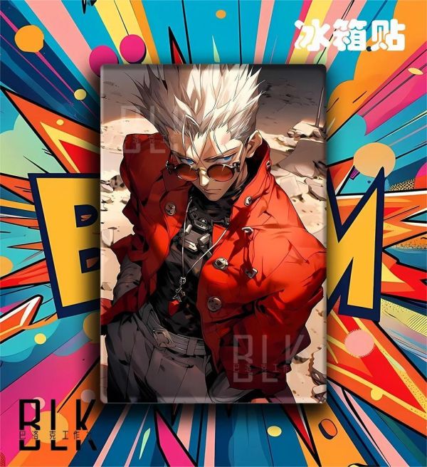 【海外代購】巴洛克 《人間颱風》槍神Trigun太空遊俠裝飾畫冰箱貼 