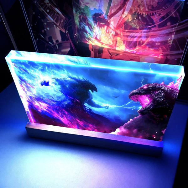 【海外代購】阿喵畫社 怪獸之王哥吉拉 23cm大號特效發光手辦架展示磚 
