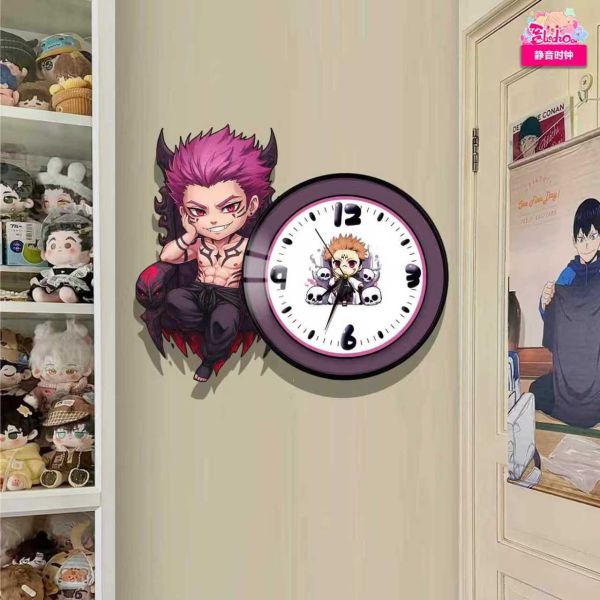 【海外代購】阿喵畫社 Q版兩面宿攤鐘錶鐘 表異形靜音時鐘 