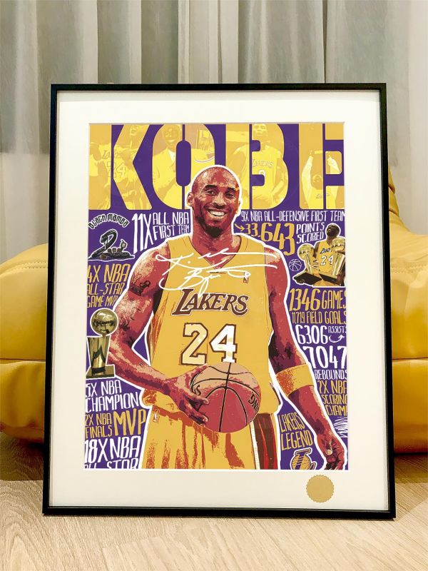 【海外代購】星空 《塗鴉風科比》kobe黑曼巴NBA洛杉磯湖人隊裝飾畫 