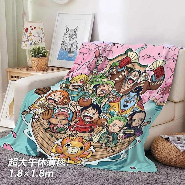 【海外代購】千鳥社 《草帽團-和風賞櫻》海賊王和之國櫻花午睡毯地毯裝飾畫 