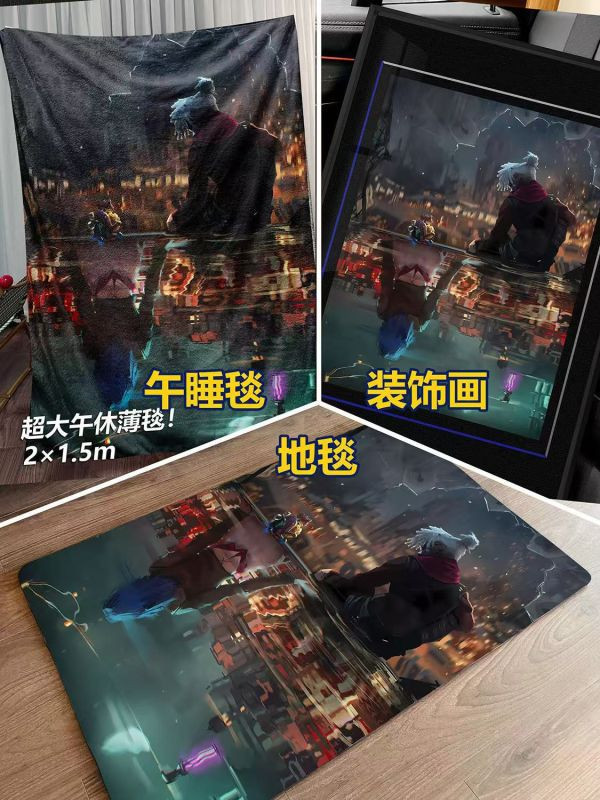 【海外代購】千鳥社 《雙城之戰倒影》英雄聯盟jinx金克絲艾克午睡毯地毯裝飾畫 