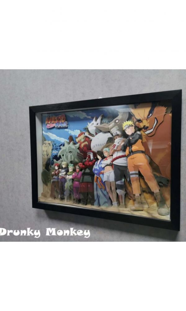 【海外代購】【56*40CM】Drunky Monkey Crew 醉猴組 Naruto 火影九大尾獸&人柱力立體裝飾畫  