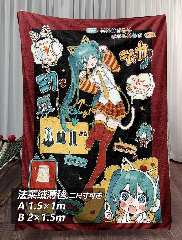【海外代購】千鳥社 《初音×麥當勞》 初音未來麥當勞聯名Miku二次元週邊動漫掛畫臥室電競房裝飾畫 午睡毯 地毯 