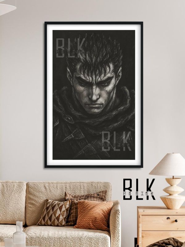 【海外代購】巴洛克 《墨色格斯》劍風傳奇三浦建太郎烙印戰士Guts裝飾畫冰箱貼 