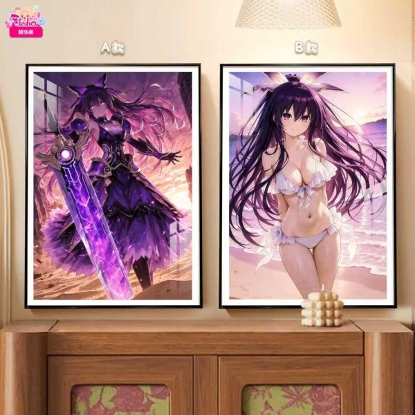 【海外代購】阿喵畫社 夜刀神十香比基尼靈裝雙聯合集 8k主題高清裝飾畫雙聯 午睡毛毯 牆面掛毯 床頭地墊 護腕滑鼠墊 冰箱貼 