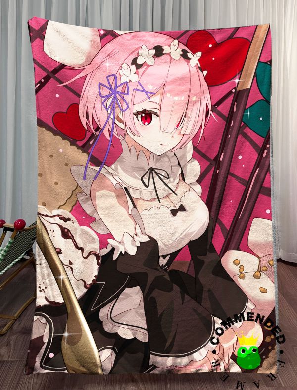 【海外代購】皇呱 《甜美女僕拉姆》Re：從零開始的異世界生活甜美女僕拉姆週邊裝飾畫 午睡毯 地毯 