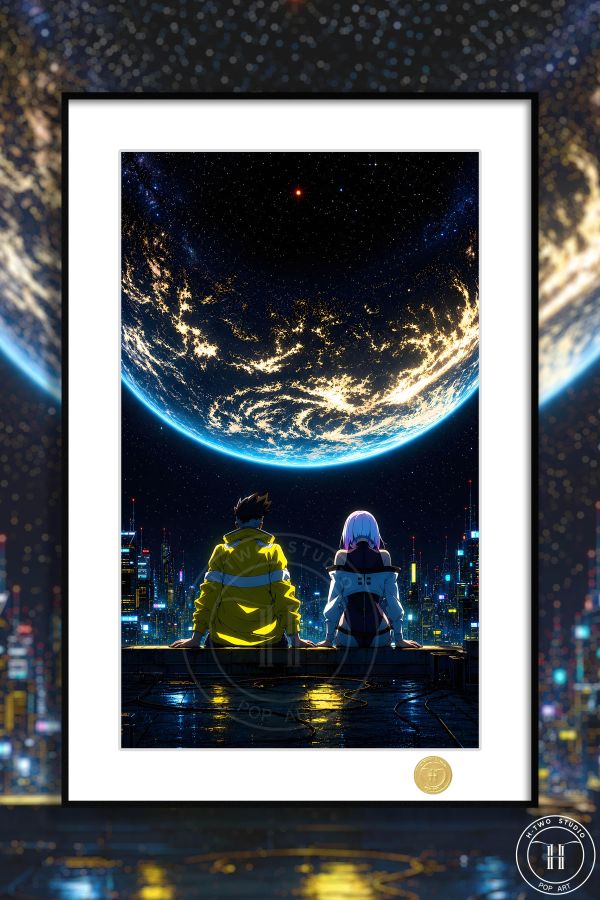 【海外代購】H2 《天台露西大衛》賽博龐克邊緣行者Lucy動漫裝飾畫 