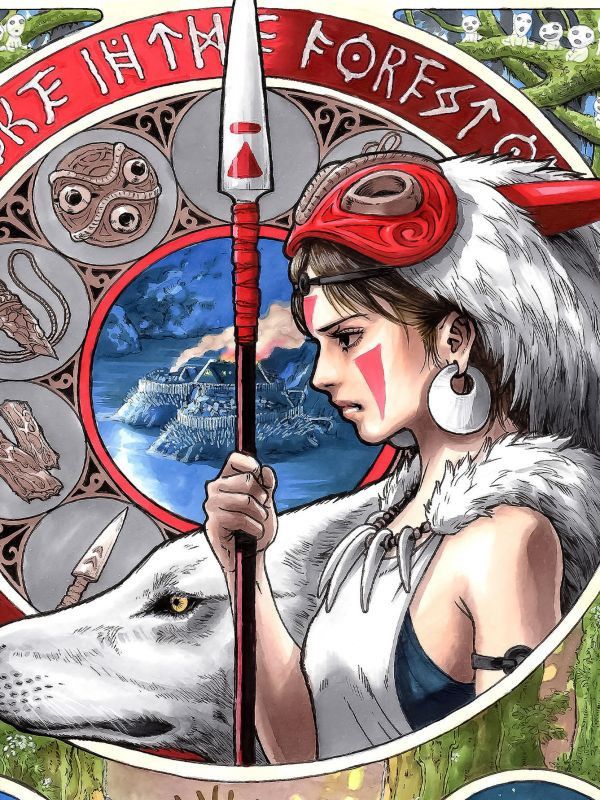 【海外代購】星空 《彩窗幽靈公主》宮崎駿系列電影龍貓千與千尋裝飾畫 