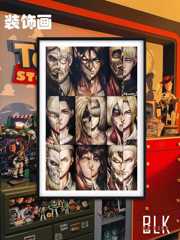 【海外代購】巴洛克 《九大巨人》三笠進擊的巨人利威爾艾倫阿爾敏阿克曼動漫裝飾畫冰箱貼 