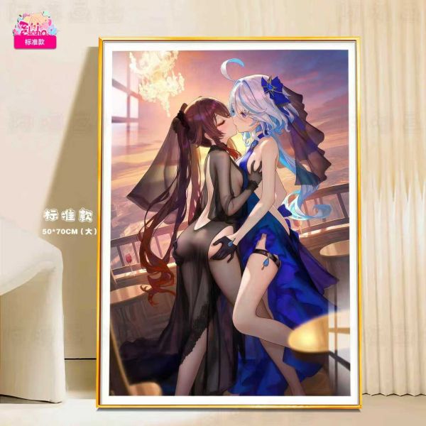 【海外代購】阿喵畫社 黃昏 禮服胡桃與芙寧娜 8k主題高清裝飾畫 