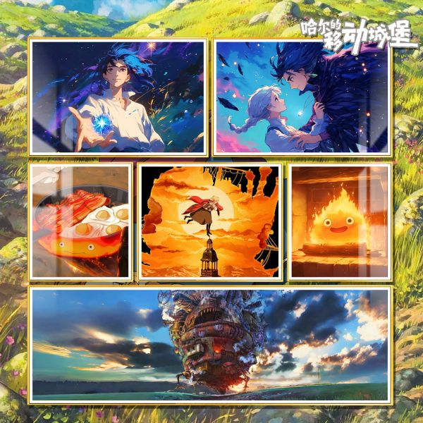 【海外代購】阿喵畫社 哈兒移動城堡 六宮格裝飾造景牆高清裝飾畫 滑鼠墊 