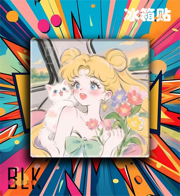 【海外代購】巴洛克 巴洛克 《貓貓美少女》Sailor Moon美少女戰士水兵月月野兔水手月亮倩妮迪公主動漫裝飾畫冰箱貼 