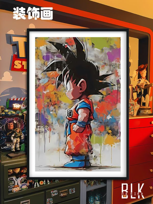 【海外代購】巴洛克 《塗鴉小悟空》七龍珠悟空超級賽亞人Dragon Ball卡卡洛特動畫二次元裝飾畫 冰箱貼 