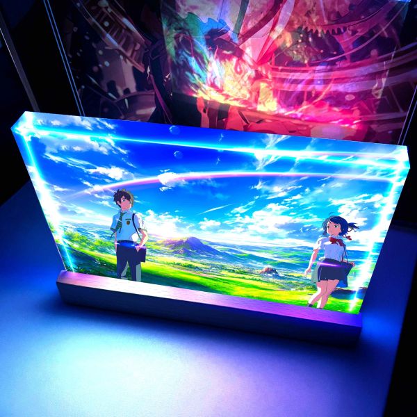 【海外代購】阿喵畫社 你的名字發光卡磚 晴空版 1.9cm發光手辦架展示磚 