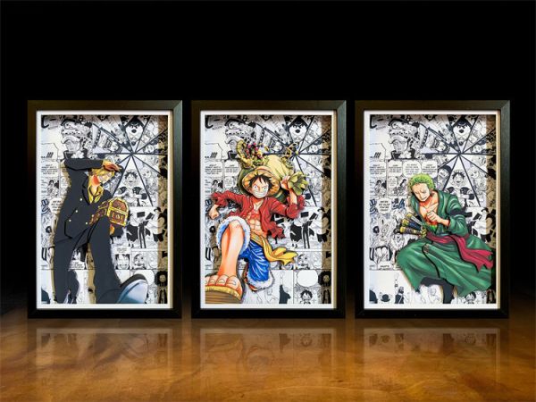 【海外代購】神秘畫廊 海賊王 漫畫底草帽團十人 3D紙藝立體畫 