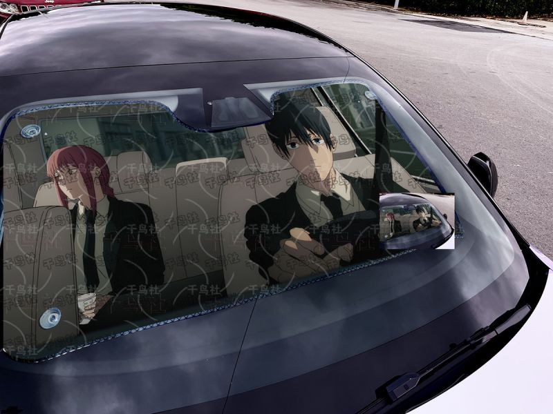 【海外代購】千鳥社 《汽車前擋遮陽—瑪奇瑪與早川秋》 二次元汽車遮陽防曬前擋開車瑪奇瑪早川秋鏈鋸人惡魔獵人 