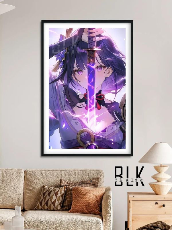 【海外代購】巴洛克《拔劍雷電》雷電將軍原神裝飾畫冰箱貼 