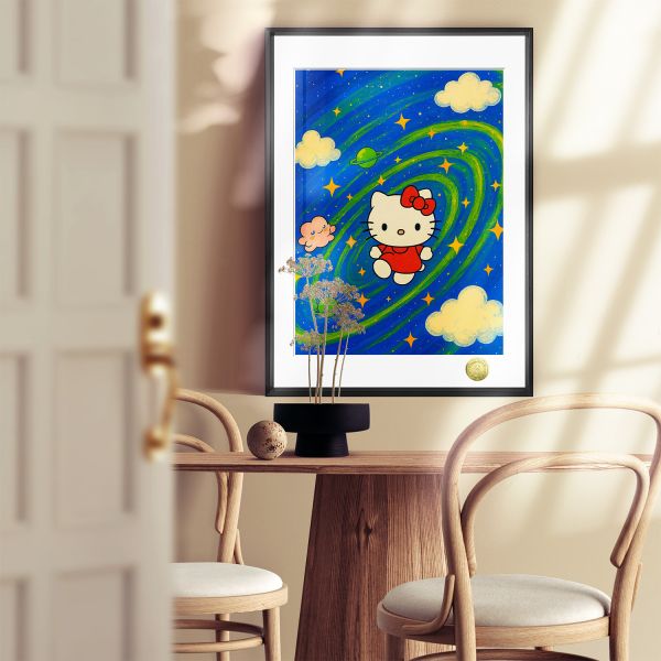 【海外代購】皇呱 《銀河HelloKitty》Hello Kitty凱蒂貓銀河週邊裝飾畫 午睡毯 地毯 