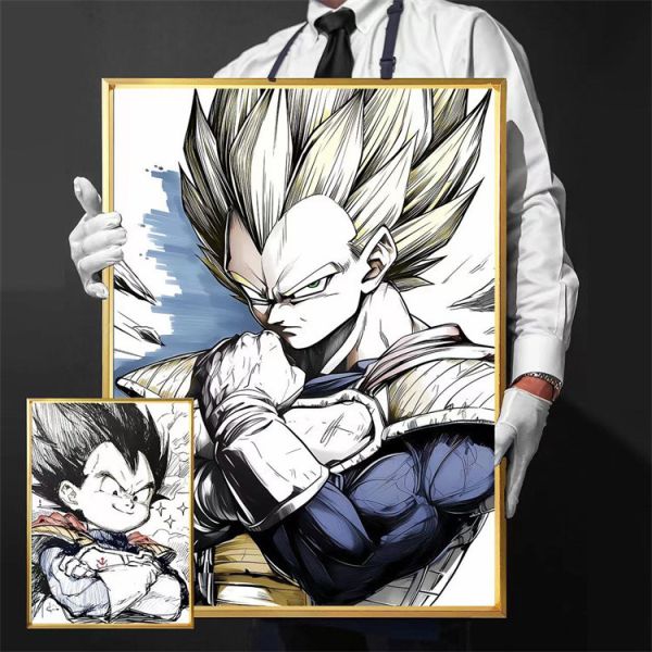 【海外代購】千鳥社 七龍珠貝吉塔鳥山明賽亞人手稿裝飾畫 