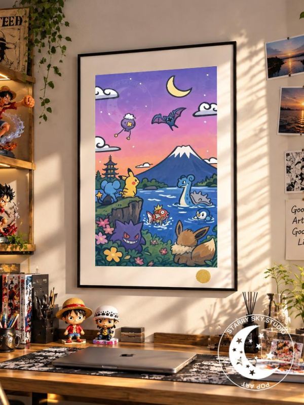 【海外代購】星空《富士山小精靈》拉普拉斯寶可夢30週年裝飾畫 